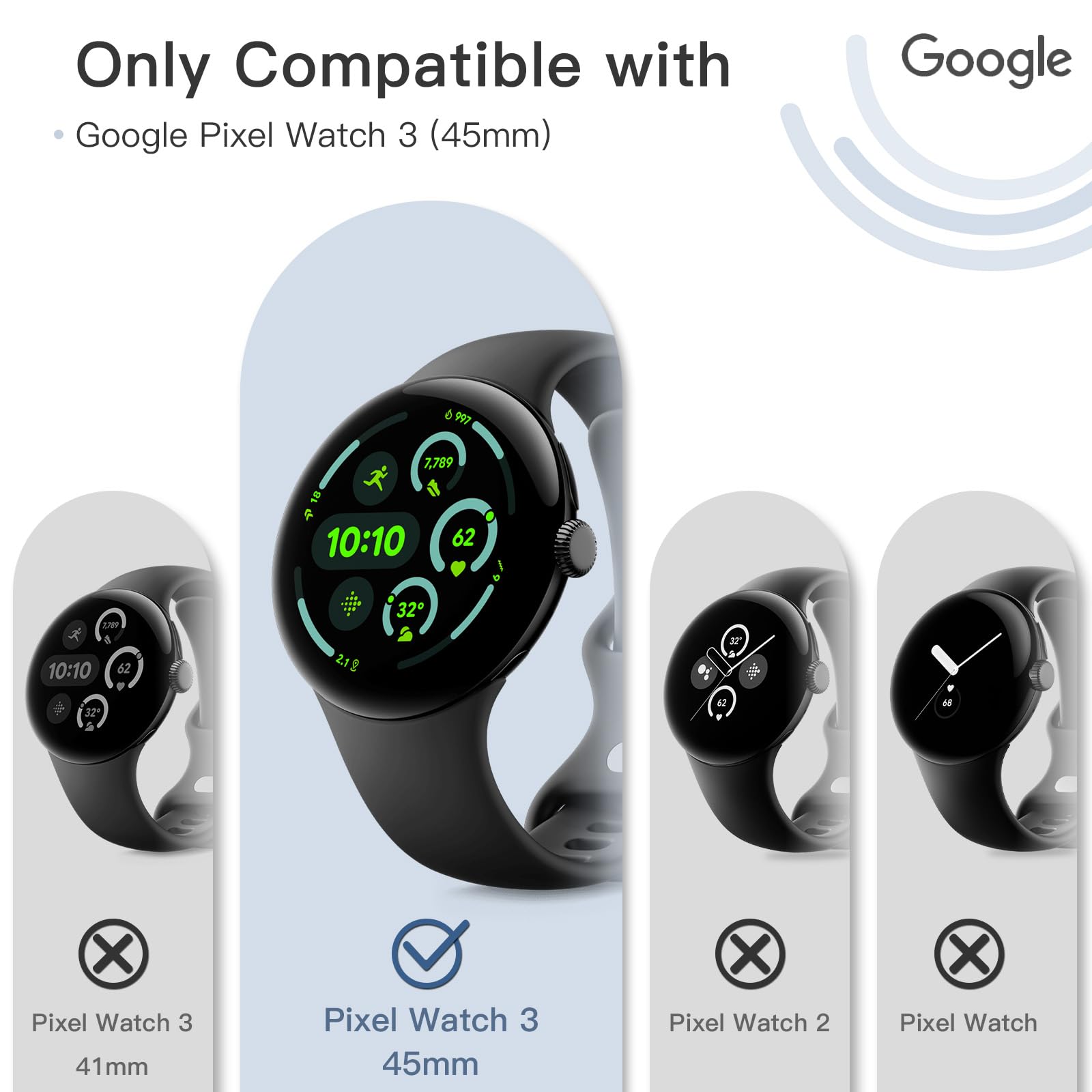 Google - Google Pixel Watch Wi-Fi フィルム付き Google Pixel Watch 4 (45mm) Wi Fi Satin Moonstone Case